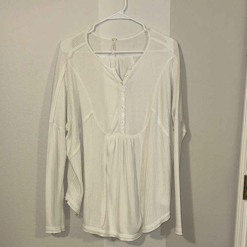 Free People White Button-Down Blouse